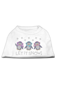 Let it Snow Penguins Rhinestone Dog Shirt - White